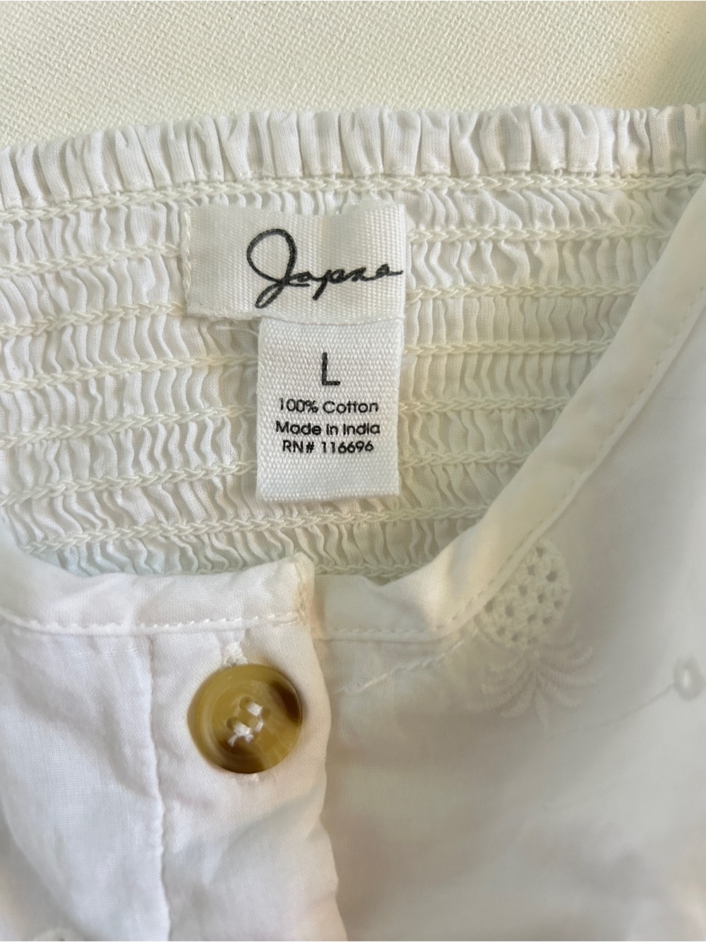 Japna White Eyelet Button-Front Shell - Picture 3 of 3